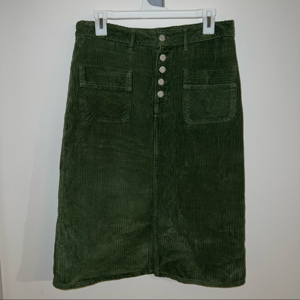 Midi green corduroy skirt